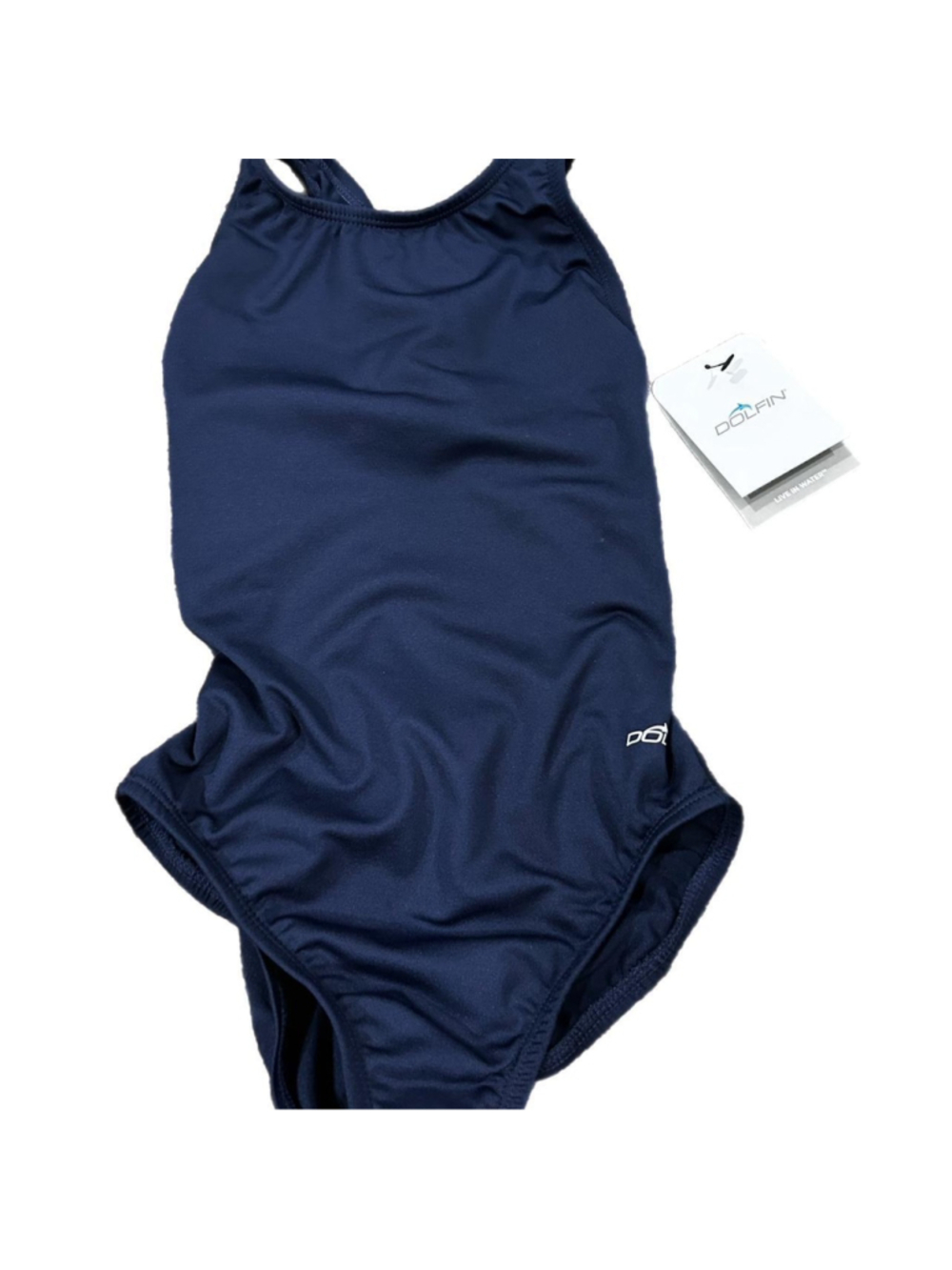 NWT Navy Dolfin Women's Basic Solid Performance Back One Piece size XXS